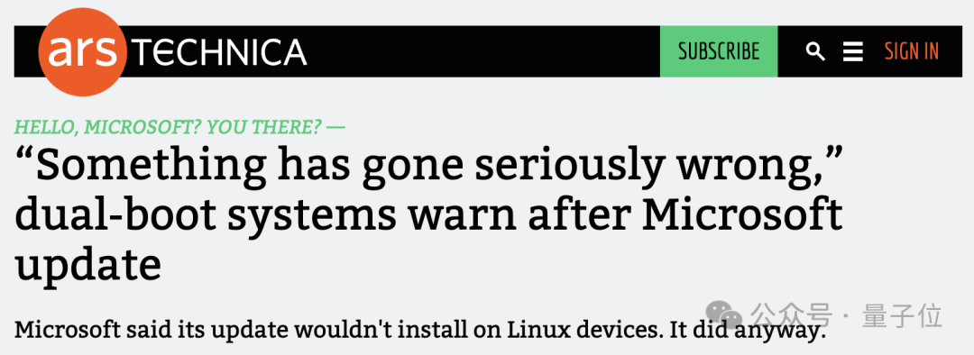 微软“闯祸”Linux 躺枪:Windows 更新补丁之后,Linux 打不开了