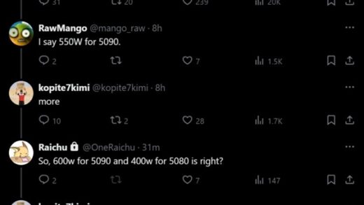 英伟达RTX 50系显卡功耗曝光：5090比上代激增33%、性能比4090高70%