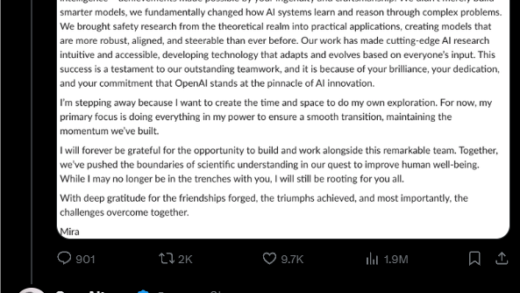 突然！OpenAI高层人事地震：首席技术官宣布离职