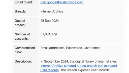 互联网档案馆遭遇黑客攻击，3100 万用户数据被泄露
