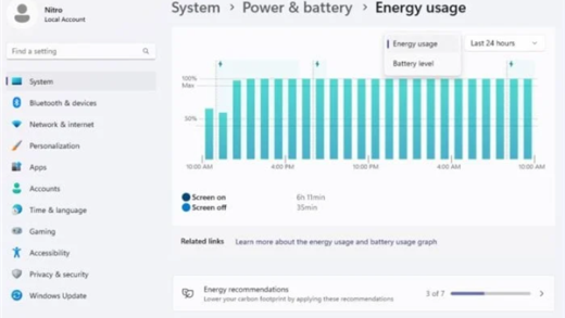 微软Win11全新功能曝光！图表直观展示PC能耗