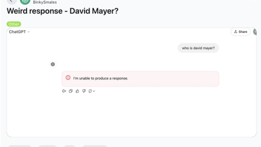 提到就崩溃！神秘名字“David Mayer”搞崩ChatGPT：官方终于给出答案