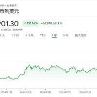 历史首次：1比特币价格突破10万美元