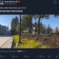 马斯克机器人蒙眼户外溜达 45°斜坡跑着下