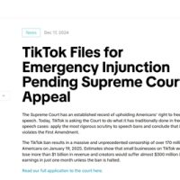 TikTok最后一搏：请求美国最高法院阻止禁令 周受资与特朗普会面