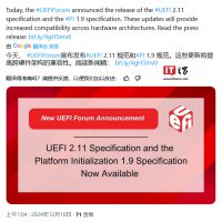 UEFI 2.11 和 PI 1.9 规范公示，扩展支持龙芯 LoongArch 架构