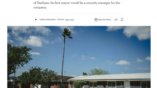 马斯克正在得州打造“SpaceX 之城”，已有 500 员工及家属入住