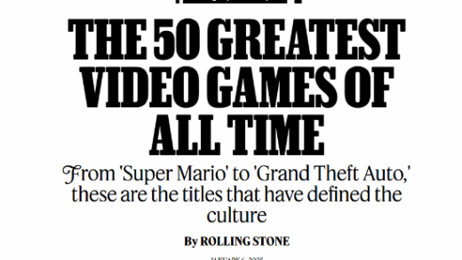 滚石杂志评史上最伟大50款游戏：《塞尔达传说：荒野之息》荣登榜首！