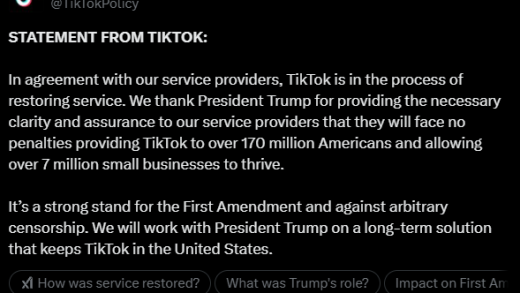 TikTok官方发布声明：正在恢复对美国用户服务