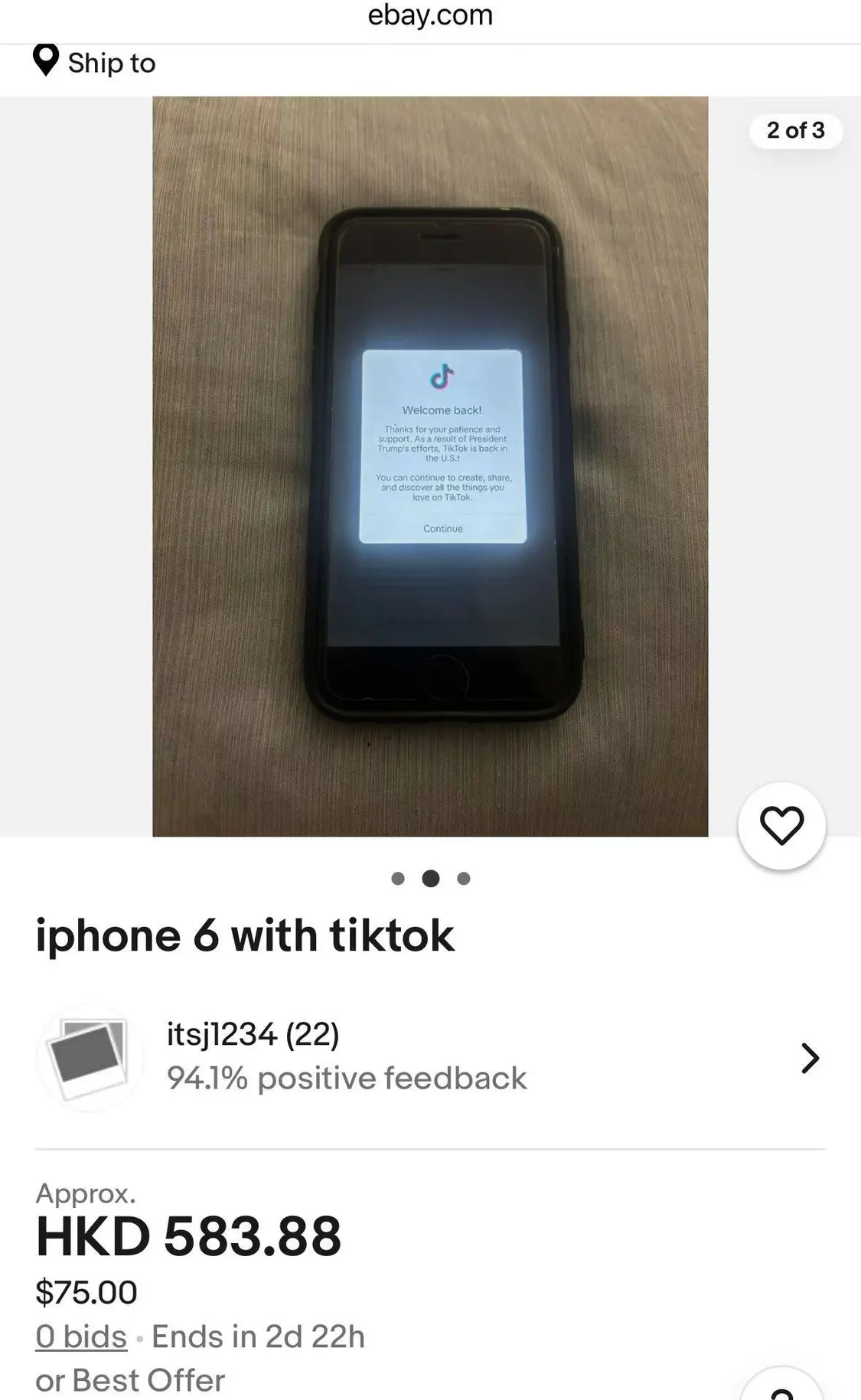 安装TikTok的旧手机在eBay最高被炒到30多万