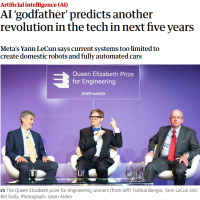 Meta 首席 AI 科学家杨立昆最新观点：现有技术难以支撑家用机器人和自动驾驶汽车