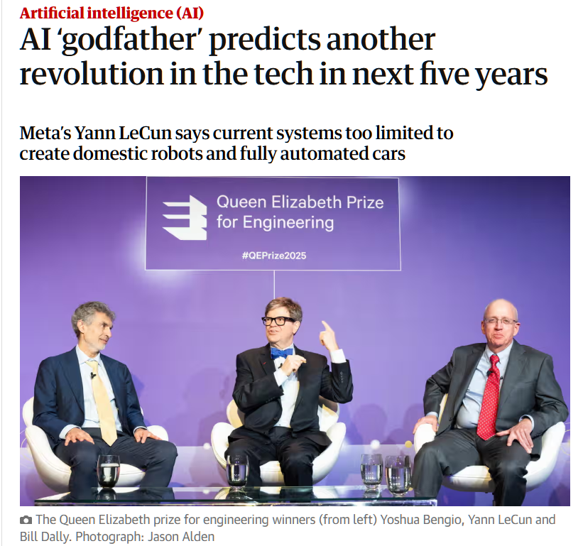 Meta 首席 AI 科学家杨立昆最新观点：现有技术难以支撑家用机器人和自动驾驶汽车