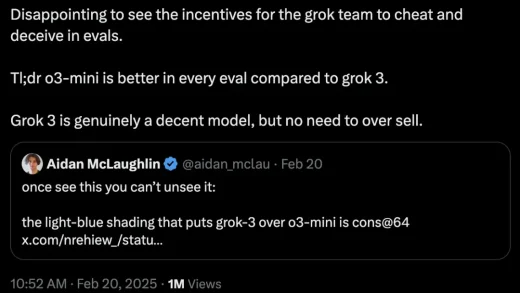 OpenAI实名举报Grok3作弊 一题答64次踩着台阶和o3-mini比