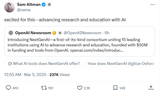 OpenAI 发布 NextGenAI：AI 赋能教育的未来