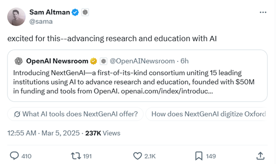 OpenAI 发布 NextGenAI：AI 赋能教育的未来