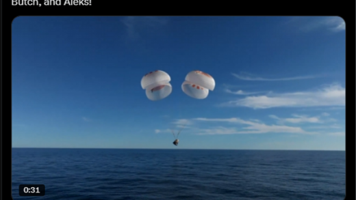 马斯克救场！美国两名宇航员乘龙飞船顺利返回地球：滞留太空超9个月