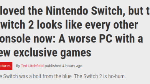 媒体锐评Switch 2：有点独占作品 但不再特别