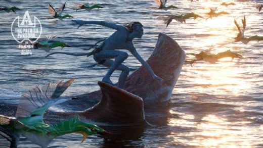 卡梅隆称是迄今最好一部！《阿凡达3》曝光新剧照：洛克驾着图鲲共游海上