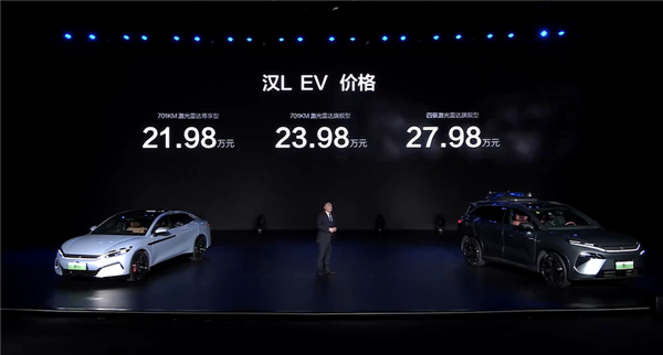 超千匹马力零百2.7秒！比亚迪汉L上市：20.98万起