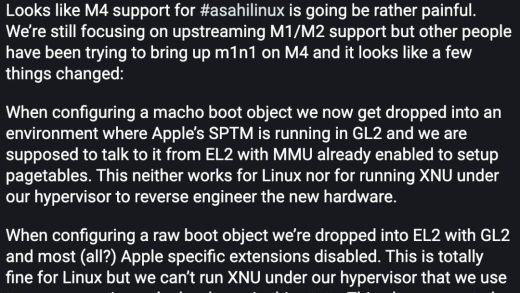 想在苹果M4上跑Linux？开发者：真是太痛苦了