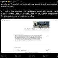 首次实现图像思考 OpenAI重磅发布o3/o4-mini：史上最强、最智能模型
