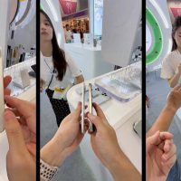 iPhone 17 CAD 模型正在中国一家商店向顾客展示