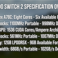 Switch 2完整频率确认！主机模式下CPU 998MHz、GPU 1007MHz