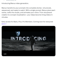 AI初创公司Manus发布文本转视频功能 挑战OpenAI等竞争对手