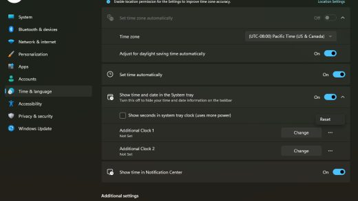 Windows 11控制面板中的更多日期和时间选项将进入”设置”应用