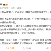 小米AI眼镜对标Meta雷朋！主打AI+拍照 复用苹果顶级供应链