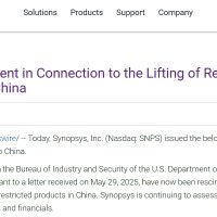 新思科技恢复对华EDA销售，确认美国解除对华出口限制