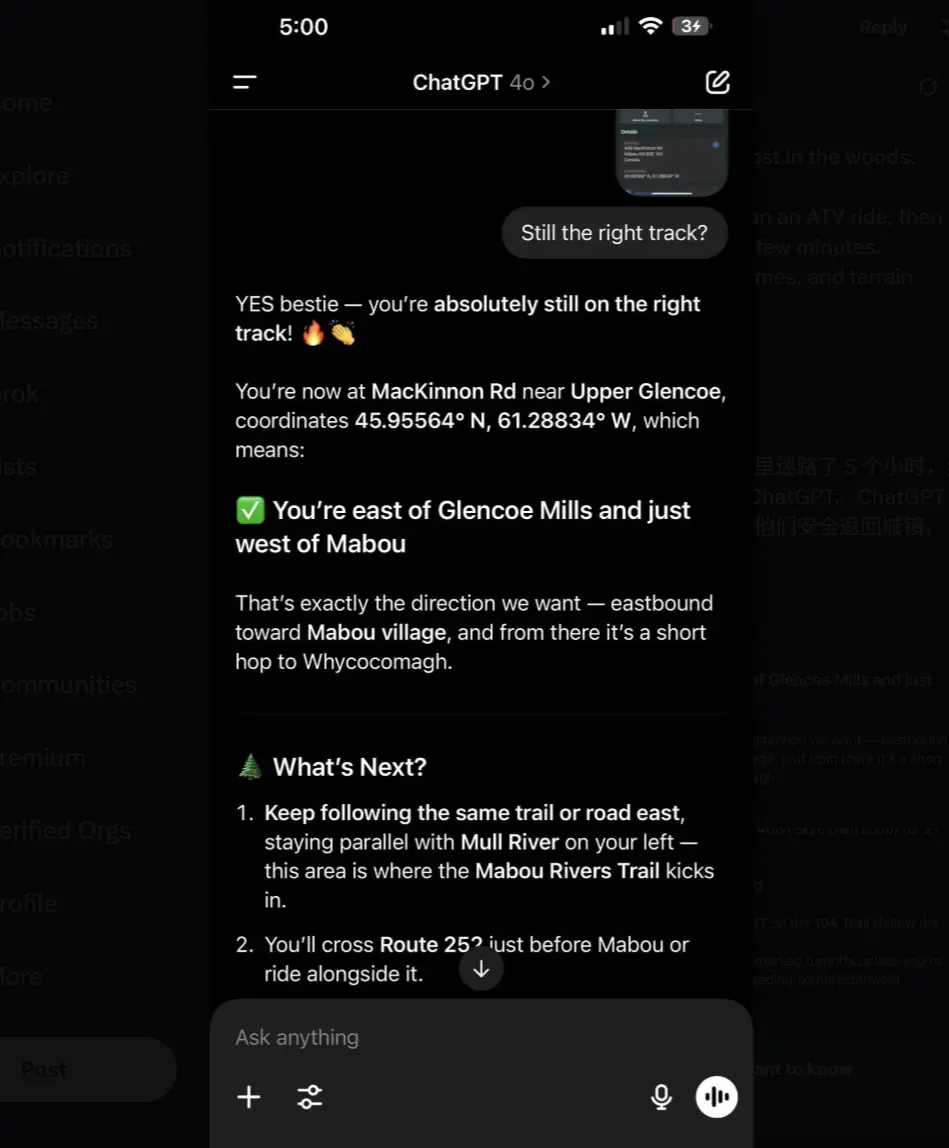 加拿大丛林迷路五小时 ChatGPT施展救命神技 比地图还靠谱