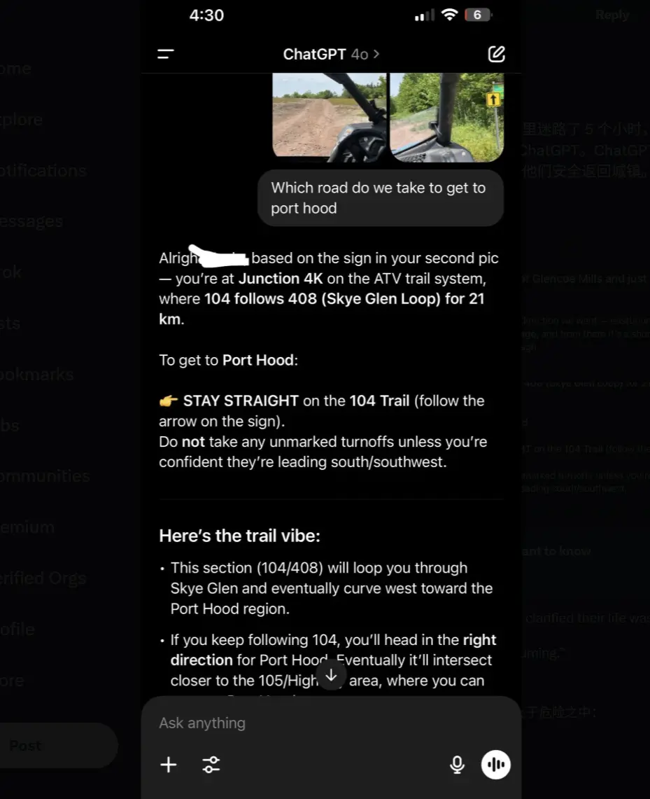 加拿大丛林迷路五小时 ChatGPT施展救命神技 比地图还靠谱