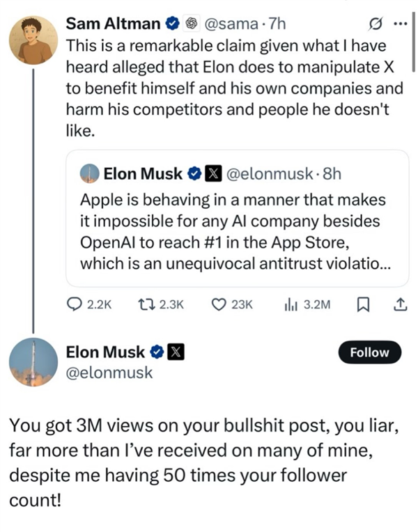 马斯克起诉苹果偏袒OpenAI：却被网友用DeepSeek打了脸！