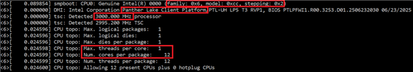 Intel 12核Panther Lake CPU现身：没有超线程、基础频率3.0GHz
