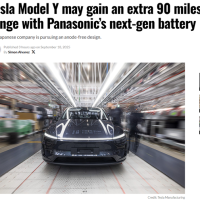 松下正研发新型大容量电池：可使特斯拉Model Y续航轻松多出145km