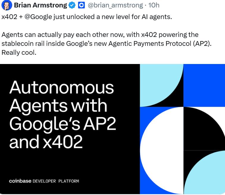 谷歌联合 Coinbase 推 AP2 协议,智能体现在能自主支付了