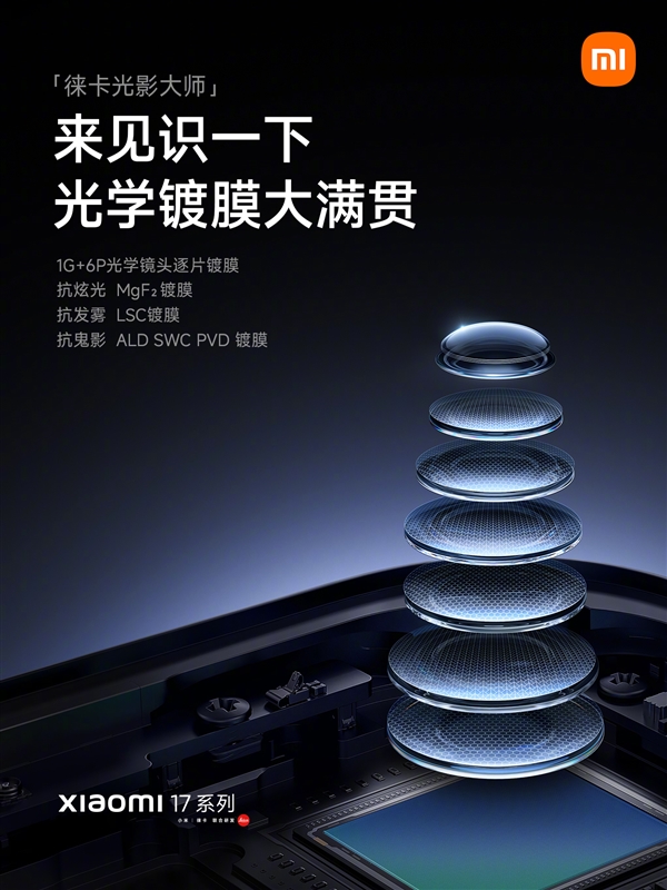 小米17系列全系搭载光学镀膜大满贯:抗鬼影、发雾、炫光