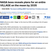 美国NASA局长：2035前将在月球上建一个村庄