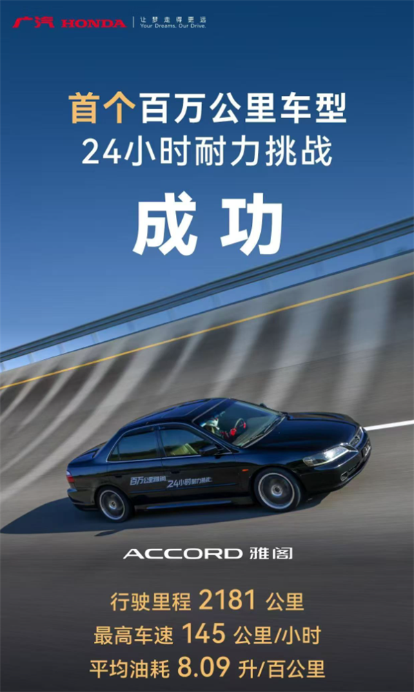 百万公里的老雅阁上演24小时耐力赛：最终行驶2181公里 油耗8升