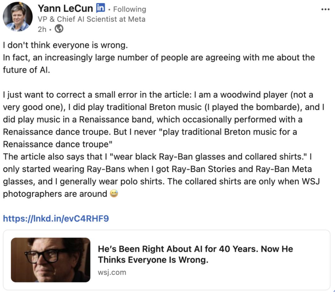 图灵奖得主LeCun最后警告Meta：我搞了40年AI，大模型是死路