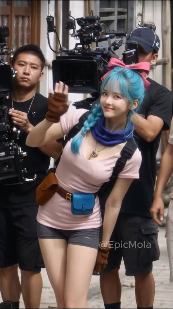 AI生成《龙珠》真人版拍摄现场 美女如云啊